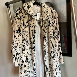 NWT H&M snow leopard print swing coat
